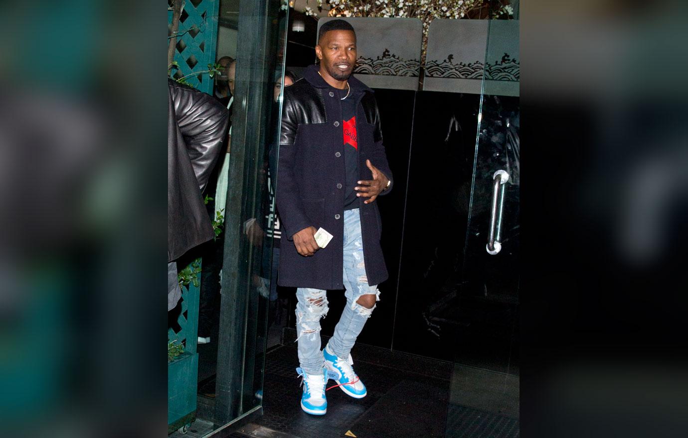 Jamie Foxx was all smiles as he was seen leaving dinner with friends at &#8216;Mr Chow&#8217; Restaurant in West Hollywood, CA