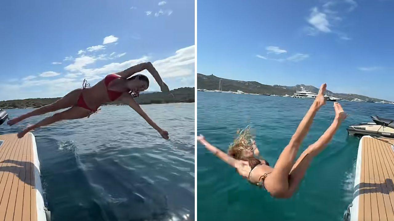 image of Stassie Karanikolaou wore a red bikini, while Alix Earle opted for a dark bikini during the sunny outing.