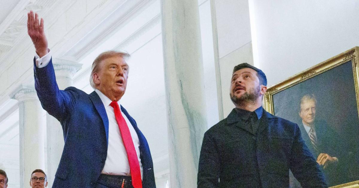 Image of Donald Trump met with Ukrainian President Volodymyr Zelensky and other world leaders at the White House on August 18.