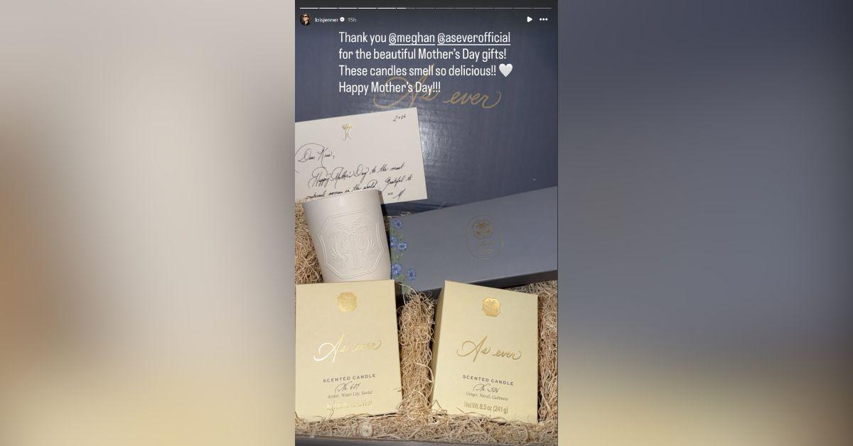 image of Kris Jenner thanked Meghan Markle publicly for sending her Mother’s Day gifts from her As Ever brand.