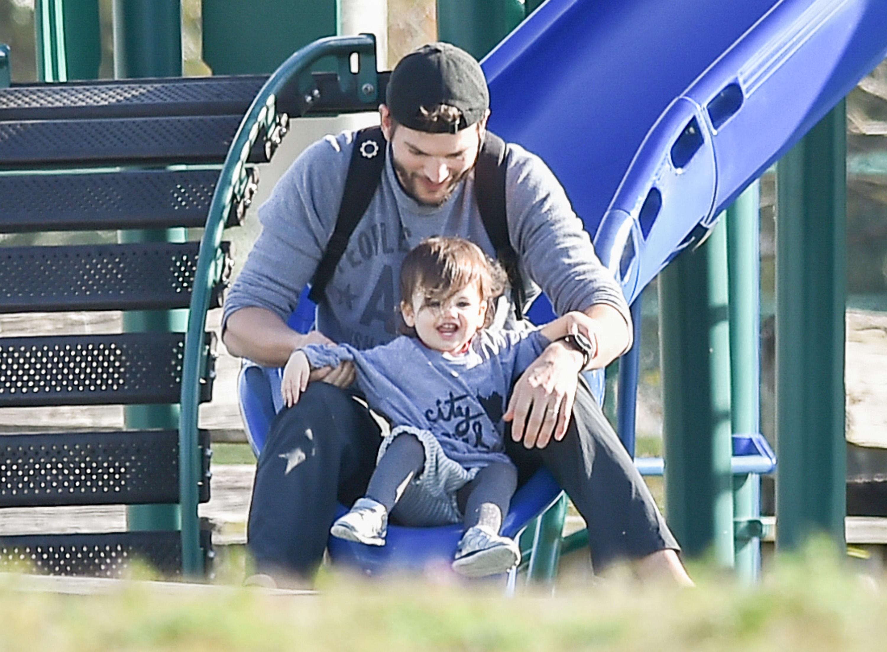 Semi Exclusive&#8230; Ashton Kutcher At The Park With Wyatt In New Orleans