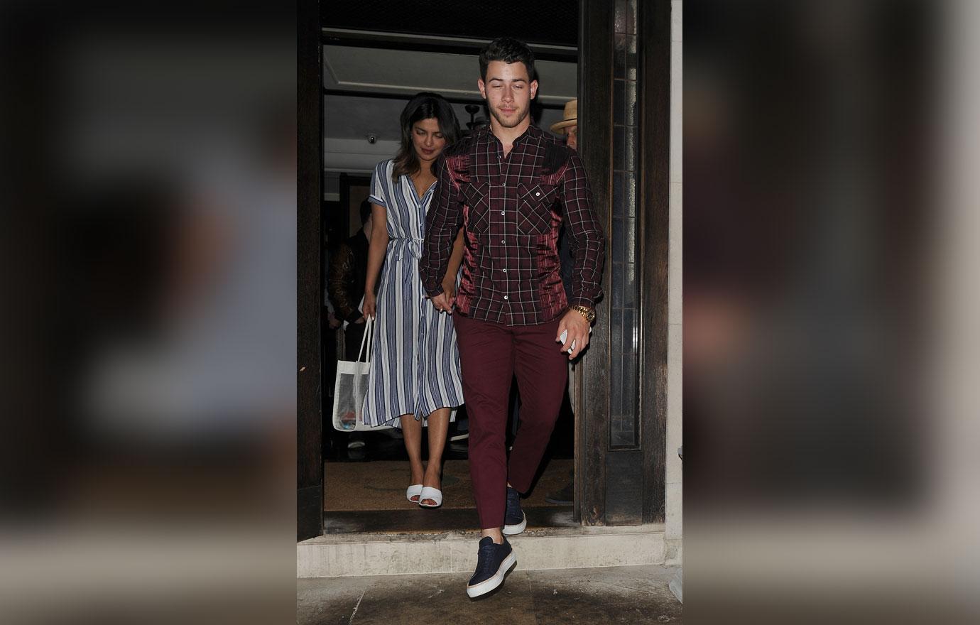 Joe Jonas and his girlfriend Sophie Turner join Nick Jonas and his girlfriend Priyanka Chopra in celebrating her birthday at 34 restaurant, and then the Ritz casino in Mayfair