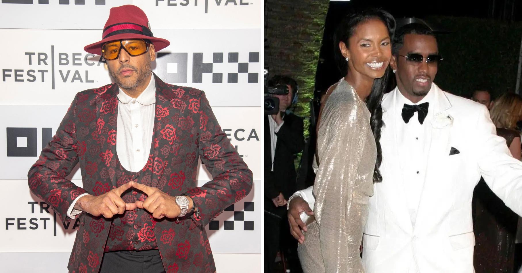 Photo of Al B. Sure and a picture of Kim Porter with Sean 'Diddy' Combs.