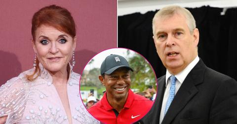Photo of Sarah Ferguson, Prince Andrew and Tiger Woods.
