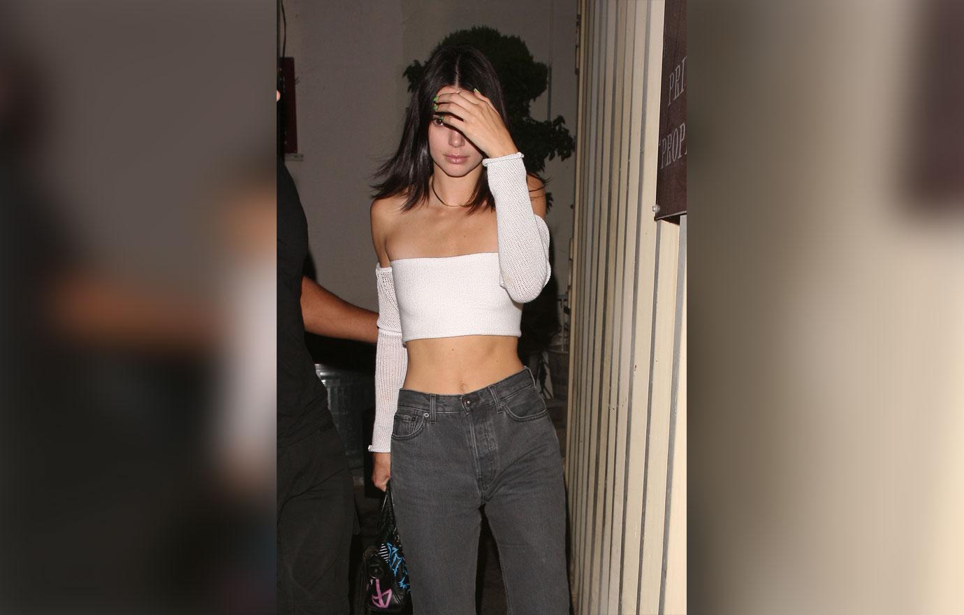 Kendall Jenner shows off her midriff as she is spotted leaving Craig&#8217;s Restaurant after having  dinner with friends