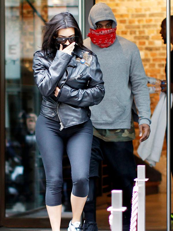 Kim Kardashian and Kanye West leave the &#8216;L&#8217;Usine&#8217; gym club in Paris