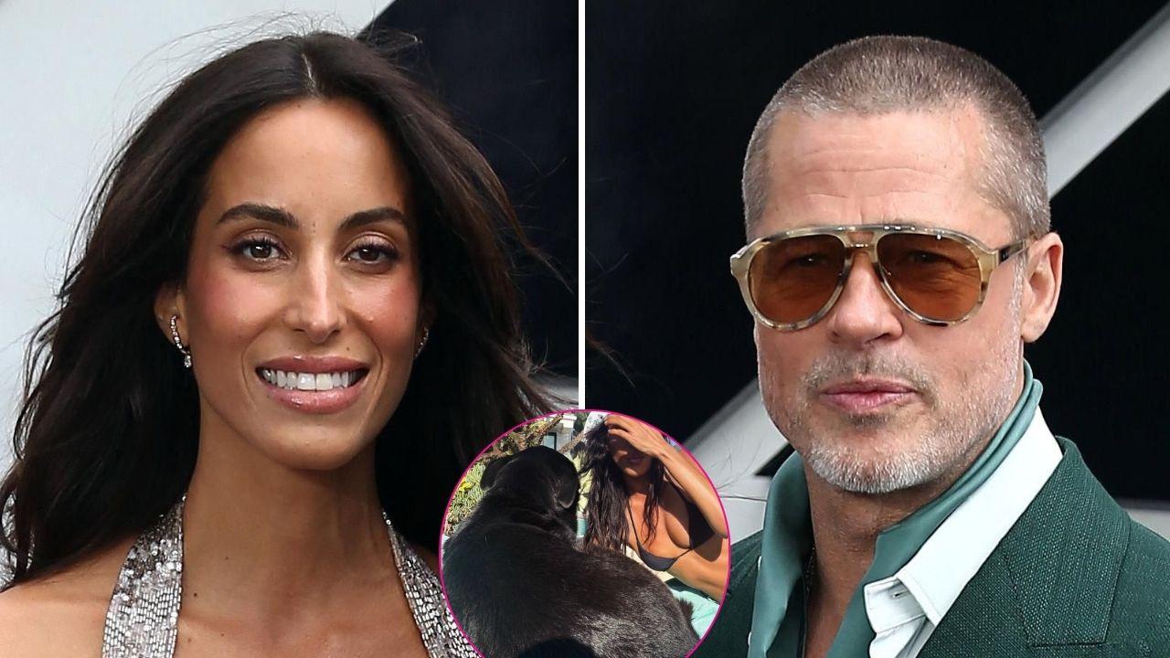 brad pitts girlfriend ines de ramon flaunts cleavage bathing suit