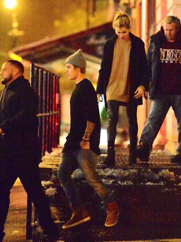 EXCLUSIVE: Justin Bieber and Hailey Baldwin bundle up for NYC dinner date