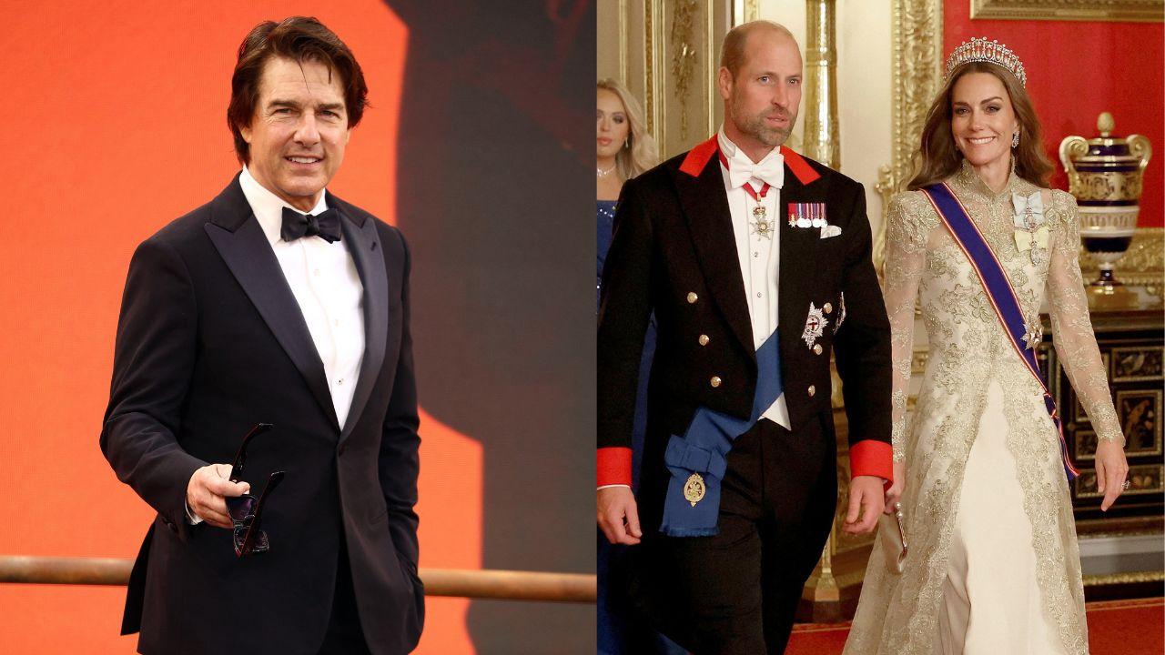 Split image of Tom Cruise, Prince William, and Kate Middleton.