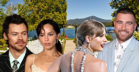 Photo of Harry Styles and Zoë Kravitz; photo of Taylor Swift and Travis Kelce