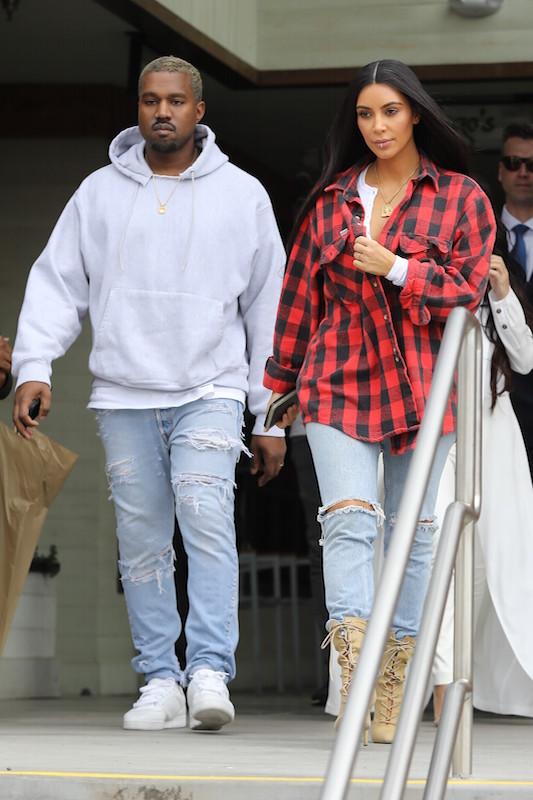 Kim Kardashian and Kanye West enjoy a casual lunch with Kourtney