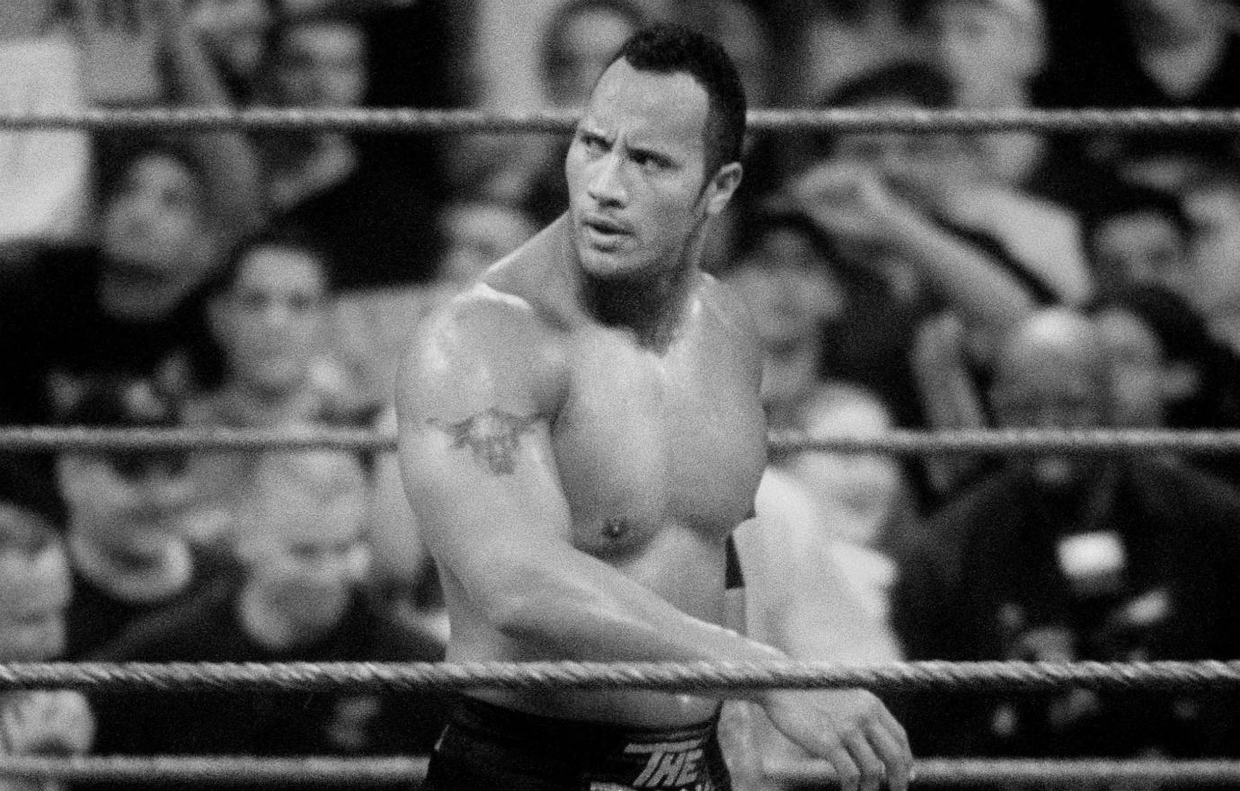 The Rock in the wrestling ring.