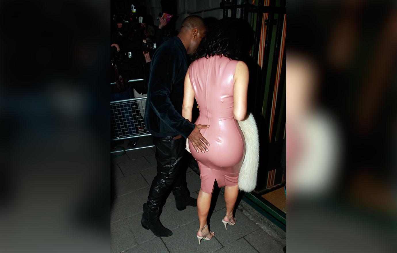 Kim kardashian in pink spandex dress