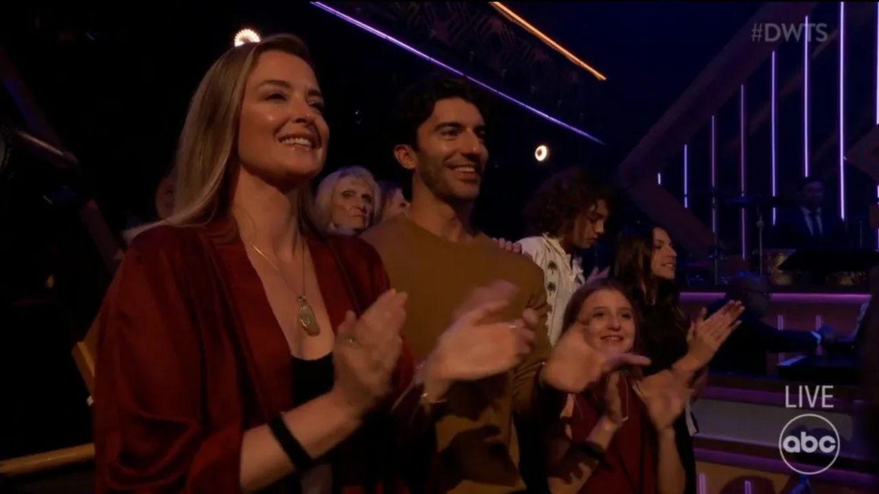 image of Justin Baldoni attended Dancing With the Stars’ first-ever Super Bowl Night with his wife, Emily, and their two children.
