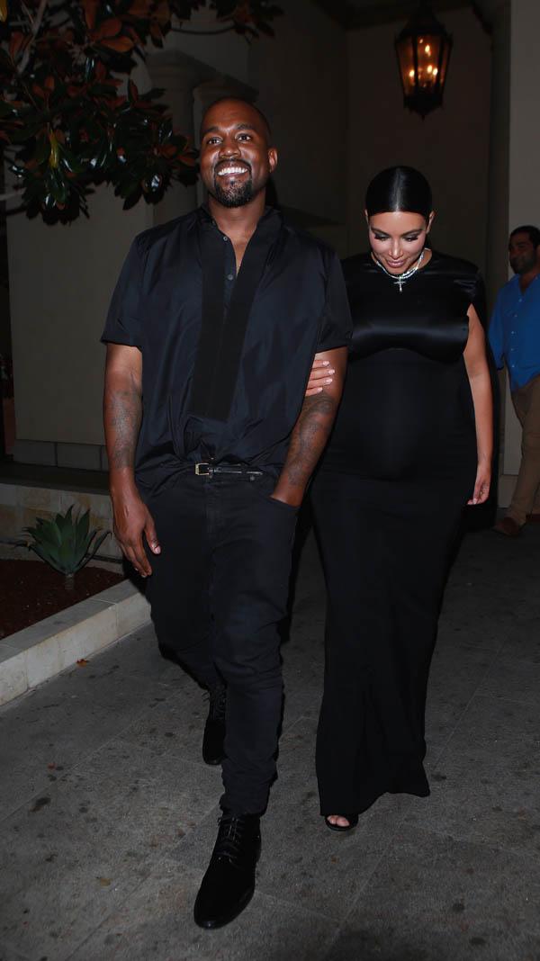 Kim Kardashian and Kanye West dressed in all black at Bouchon