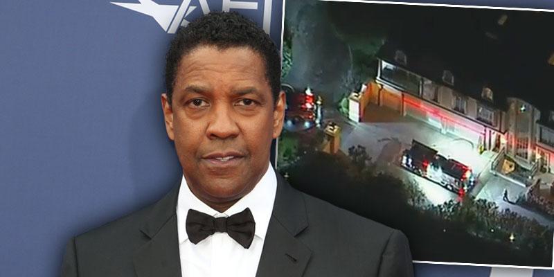 LA Firefighters Respond To A Fire Scare At Denzel Washington's Home