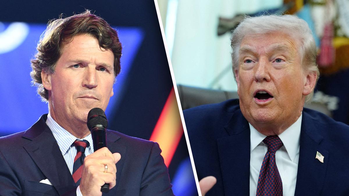 Composite photo of Tucker Carlson and Donald Trump.