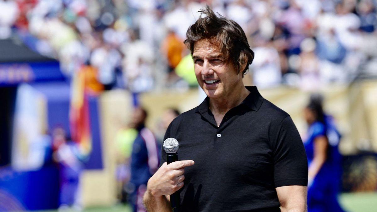 Image of Tom Cruise gave an inspirational speech at the FIFA World Cup final match on Sunday.