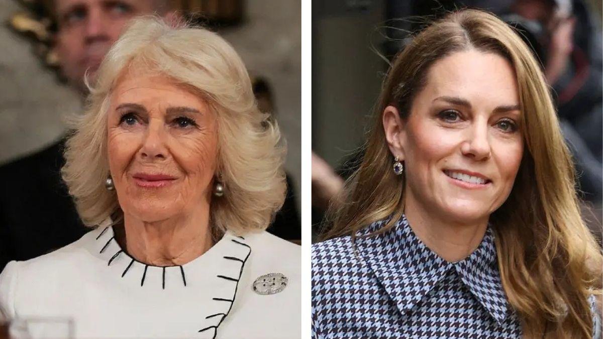 Split photo of Queen Camilla and Kate Middleton