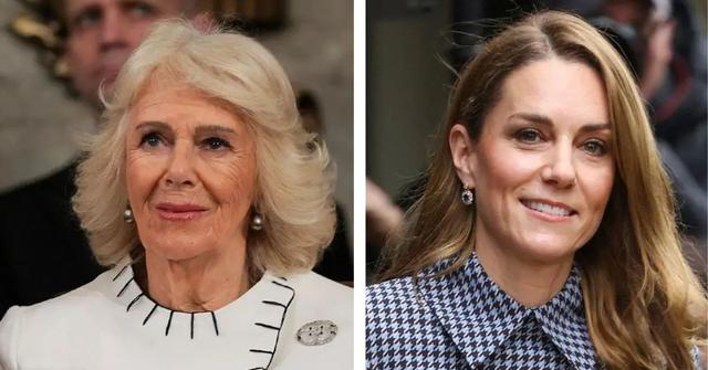 Split photo of Queen Camilla and Kate Middleton