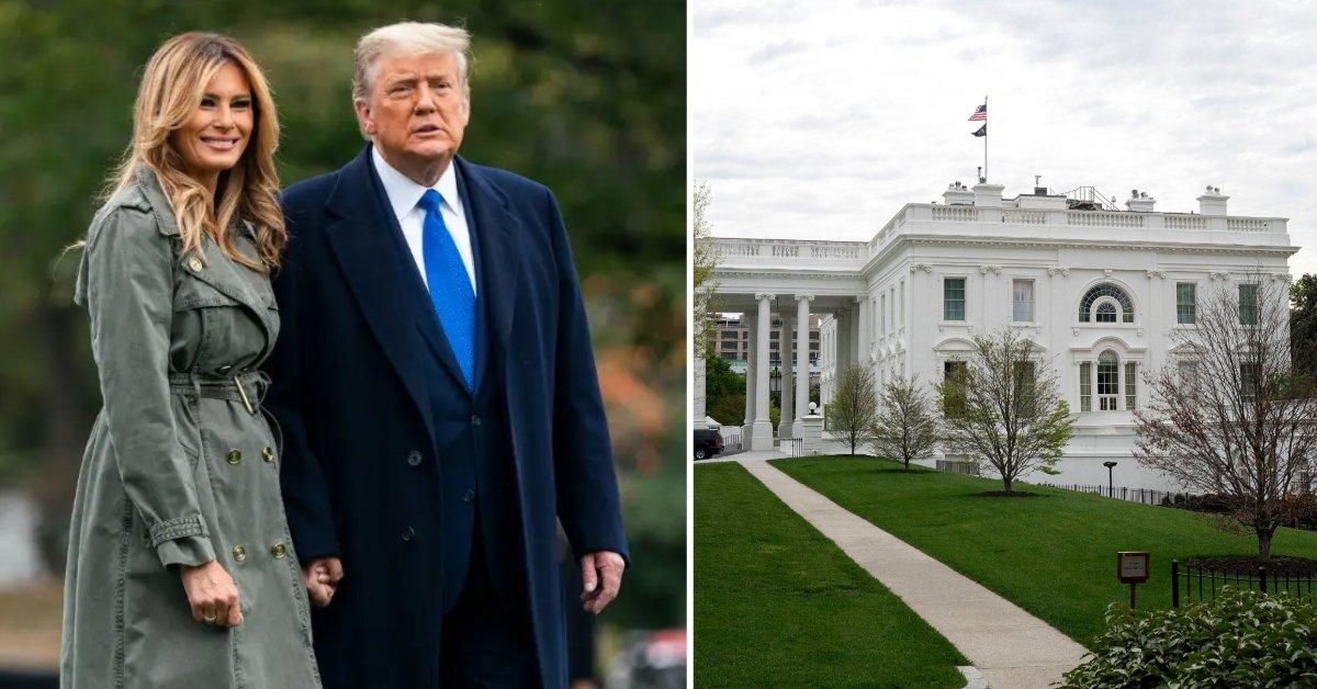 Photo Melania and Donald Trump and a photo of the White House