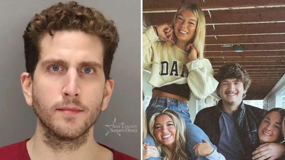 split photo of bryan kohberger and his four victims