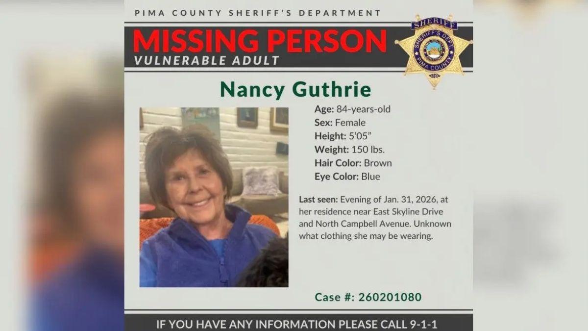 image of Nancy Guthrie was reported missing on Sunday, February 1.