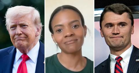 Composite photo of Donald Trump, Candace Owens and Charlie Kirk.