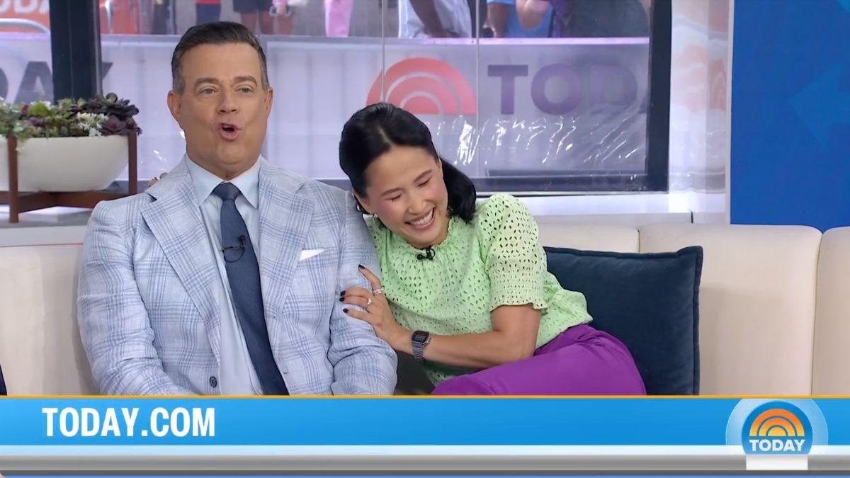 photo of Vicky Nguyen and Carson laughed off the awkward moment on-air.