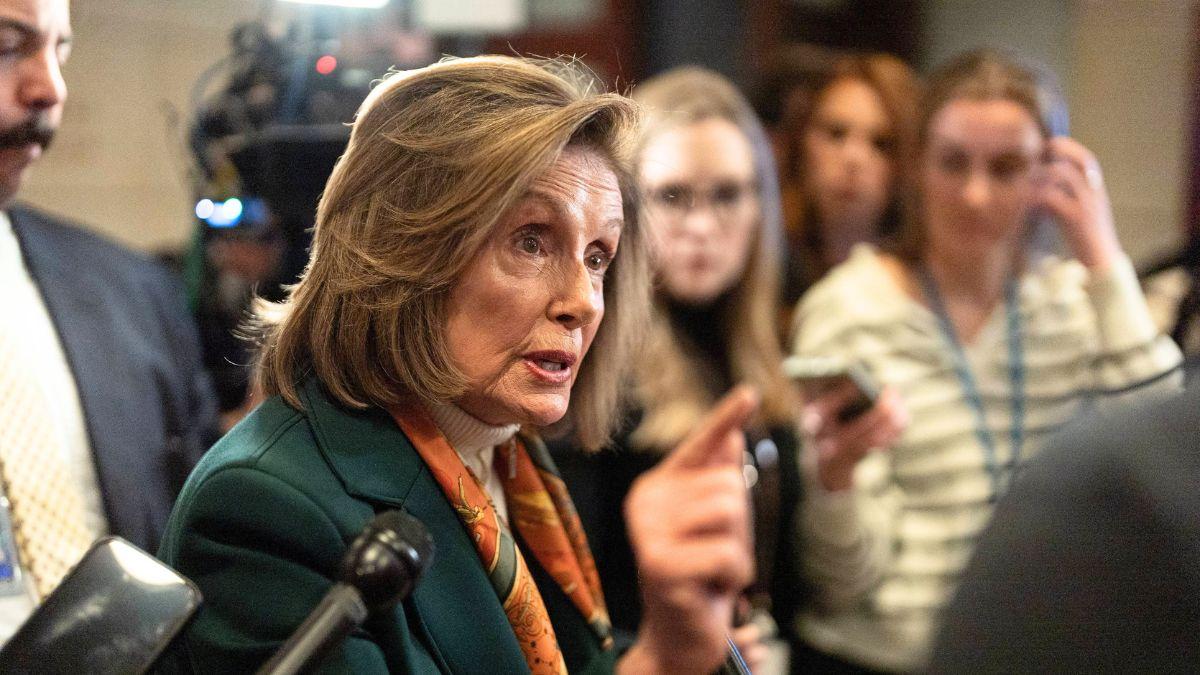 Image of Nancy Pelosi told the reporter to 'get away' from her.