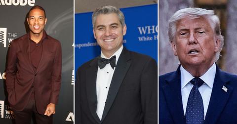 Split photo of Don Lemon, Jim Acosta and Donald Trump