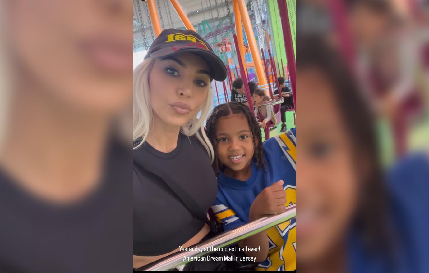 kim kardashian saint brave theme park rides at the american dream mall