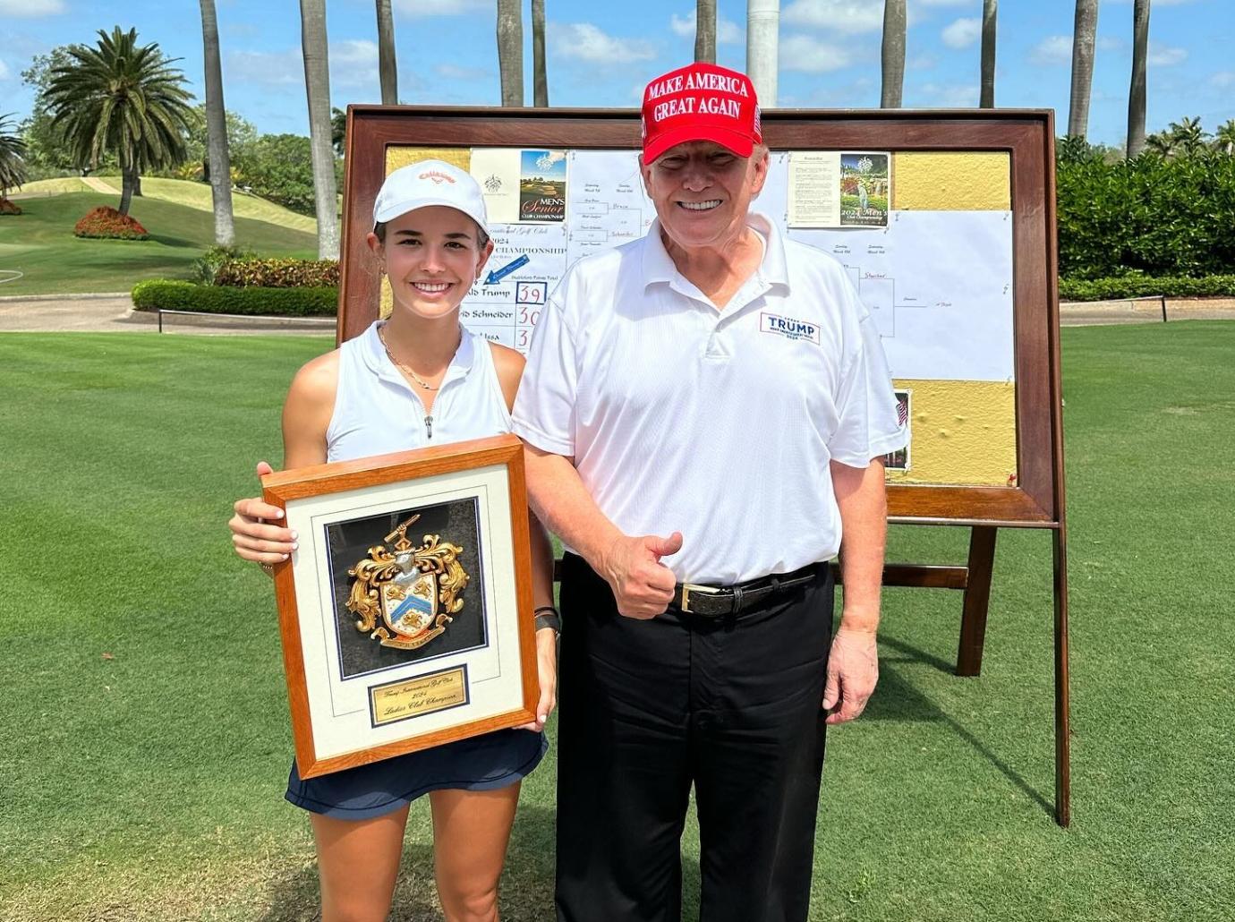 kai trump grandpa donald support commits university of miami golf