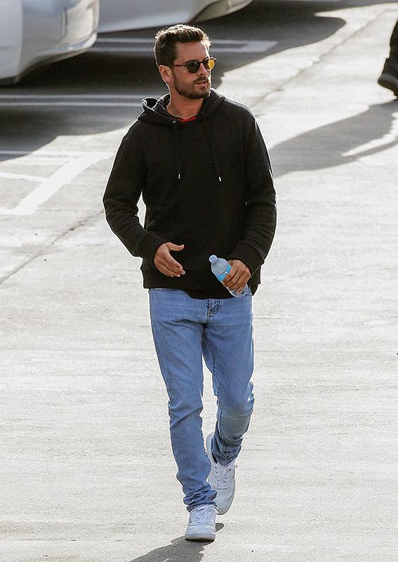 Scott Disick leaves the studio after filming for the KUWTK 10 year anniversary