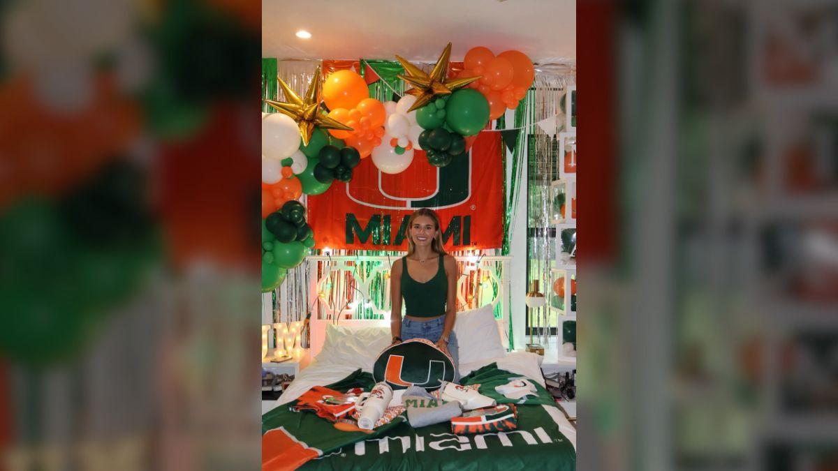 Photo of Kai Trump's room was decked out with University of Miami gear.