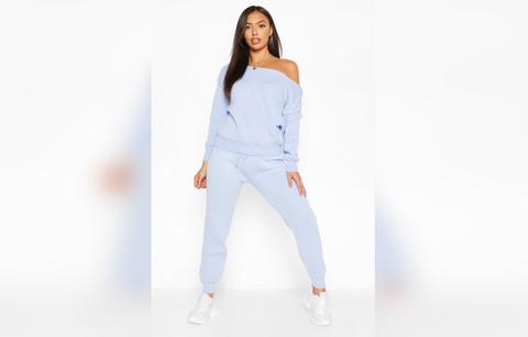 slash neck knitted tracksuit dollar