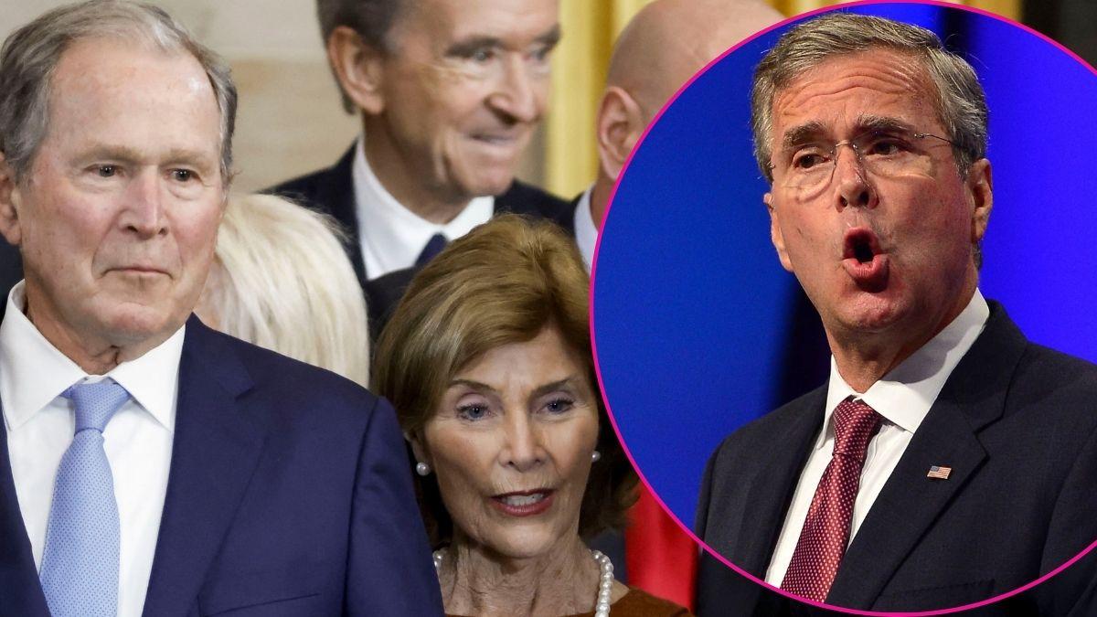 Photo of George W. Bush, Laura Bush and Jeb Bush