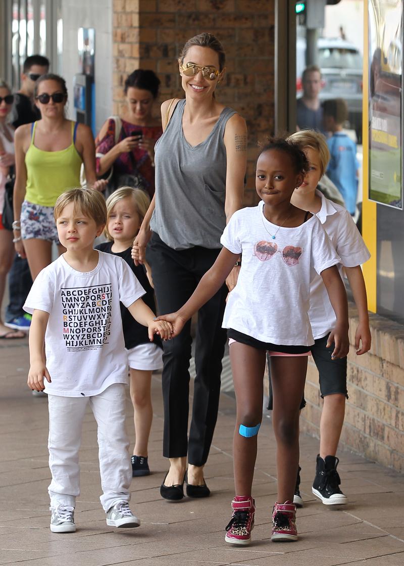 Angelina Jolie and her brood go shopping in Rose Bay