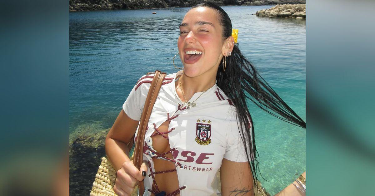 dua lipa sizzles tiny red bikini spending easter in albania photo