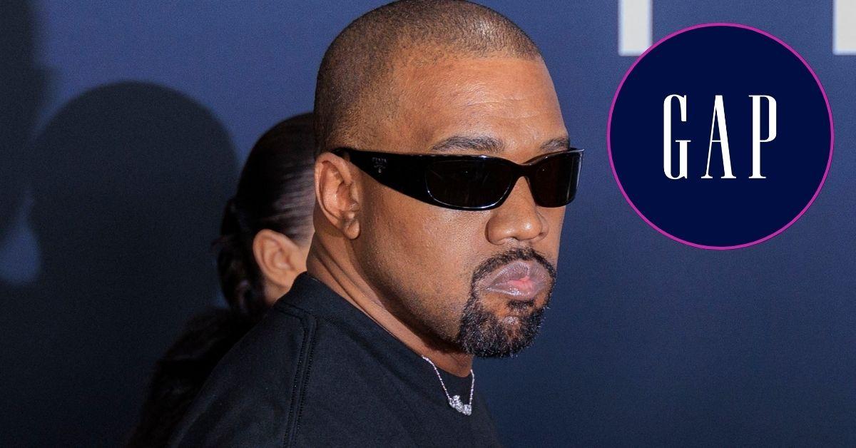 Photo of Kanye West and The GAP logo.