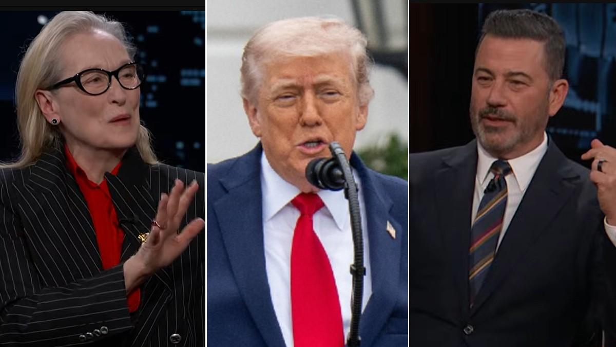 split of Meryl Streep, Donald Trump & Jimmy Kimmel. 