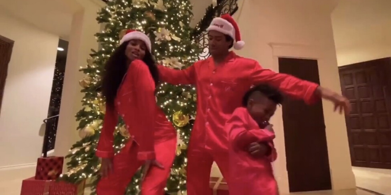 Ciara and Russell Wilson have fun with their kids in matching festive  aprons in Christmas throwback
