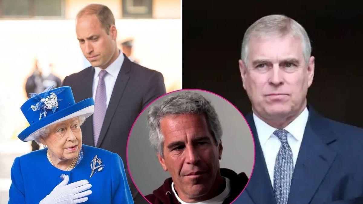 Composite photo of Prince William, Queen Elizabeth II, Jeffrey Epstein and ex-Prince Andrew