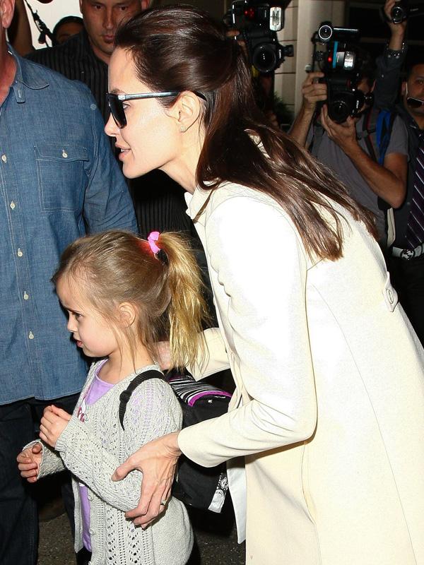 Angelina Jolie at LAX with her twins, Knox and Vivienne