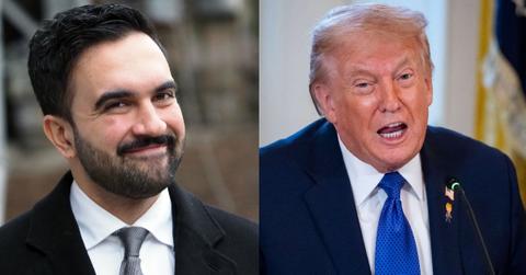 split photo of zohran mamdani and donald trump