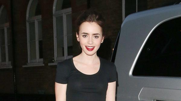 Lily Collins Leather