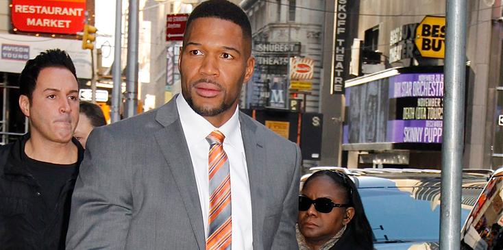 Michael Strahan leaves &#8216;Good Morning America&#8217; in NYC&#8217;s Times Square