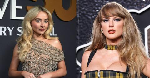 Composite photos of Sabrina Carpenter and Taylor Swift