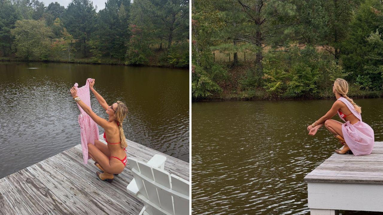 image of The Victoria's Secret model spent the birthday weekend with close friends, enjoying activities such as molding clay, riding in a golf cart and sipping wine.