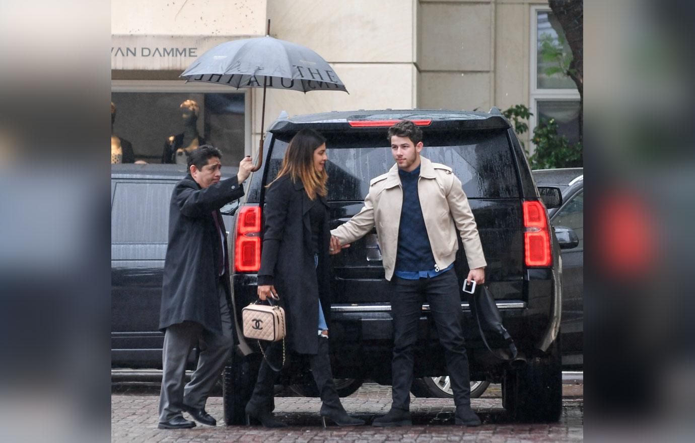 EXCLUSIVE: Nick Jonas and Priyanka Chopra arrive at the Peninsula Hotel